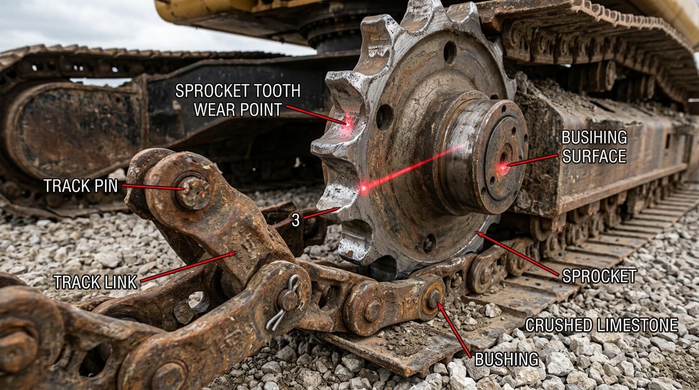 Construction machinery in sandy conditions