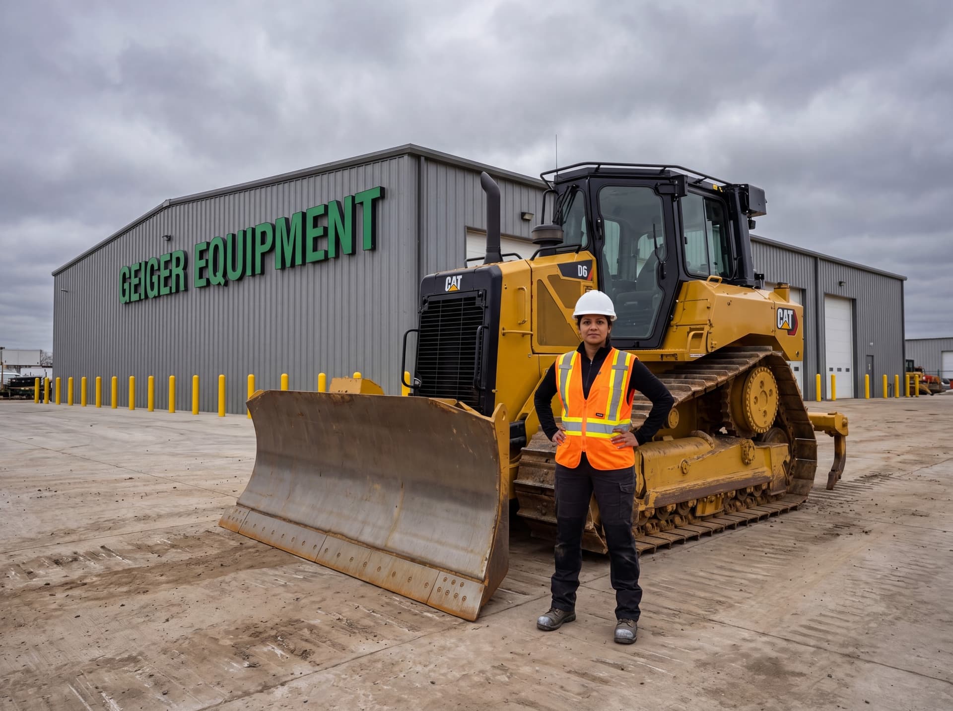 Priya Patel with CAT D6 Bulldozer