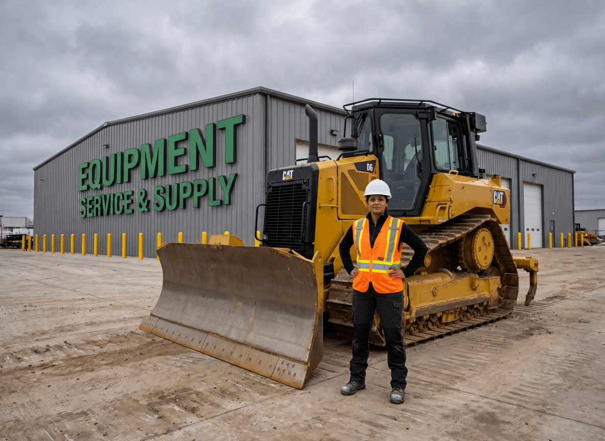 Priya Patel with CAT D6 Bulldozer